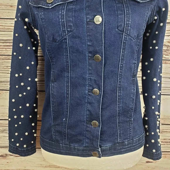 Women with Control XXS Jean Jacket w/ Pearl Sleeve - Picture 3 of 8